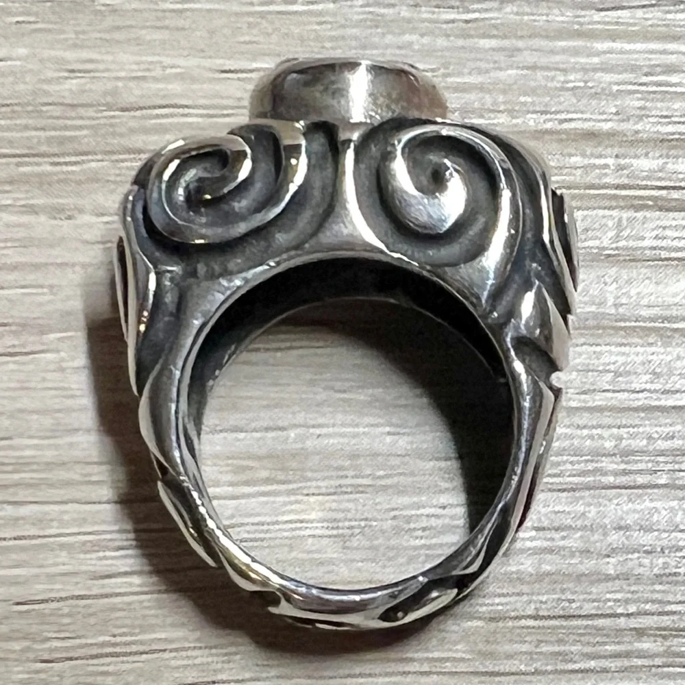 Vintage Designer Dian Malouf Sterling Silver & 14K Gold Tall Dome Ring, Size 5.5